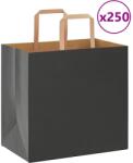 vidaXL 250 db fekete papírzacskók fogantyúkkal 26x17x25 cm (4101871)