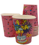 Mezőfi Team Kft Papír pohár 10 db/cs - Happy Birthday, rószaszín party