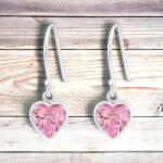  Ezüst Szív - 925 Ezüst Pink Cirkon Fülbevaló
