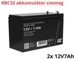 Green Cell APC RBC32 helyettesítő akkumulátor csomag (2x 12V 7Ah) (RBC32-RP)