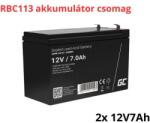 Green Cell APC APCRBC113 helyettesítő akkumulátor csomag (2x 12V 7Ah) (APCRBC113-RP)