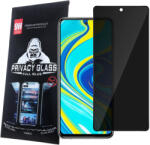 Xiaomi Redmi Note 9 Pro / Note 9S / Poco X3 / Mi 10T Lite üvegfólia, tempered glass, előlapi, edzett, hajlított, fekete kerettel, betekintés védelemmel, Privacy