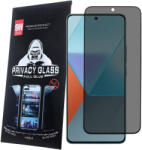 Xiaomi Redmi Note 13 4G / 5G / Poco X6 5G üvegfólia, tempered glass, előlapi, edzett, hajlított, fekete kerettel, betekintés védelemmel, Privacy