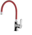 NewArc DOMINO álló mosogató csaptelep króm - PIROS flexibilis kifolyócsővel (971531SR)