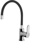 NewArc DOMINO álló mosogató csaptelep króm - FEKETE flexibilis kifolyócsővel - 971531SB (971531SB)
