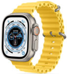 Apple Watch 4-6, SE, SE (2022) (42 / 44 mm) / Watch 7-9 (45 mm) / Watch 10 (46 mm) / Watch Ultra 1-2 (49 mm), szilikon pótszíj, állítható, hullámos kialakítás, TP IconBand Pro, sárga