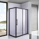 STUXI Nizza Black 130x80 aszimmetrikus szögletes tolóajtós zuhanykabin 6 mm vízlepergető biztonsági üveggel, fekete elemekkel, 200 cm magas (TL-6521B-130-TL6301B-80)