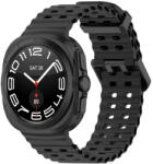 Samsung Galaxy Watch Ultra (47mm) SM-L705, szilikon pótszíj, állítható, hullámos kialakítás, TP IconBand Pro, fekete