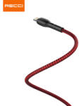 Recci Lightning - USB A gyorstöltő kábel 1.0 m, szövet bevonat, piros - RTC-N16LR (6955482562321)