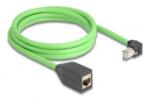 Delock RJ45 hálózat bővítő kábel Cat. 6A apa lefelé néző csatlakozódugóval - anya SF/UTP alkalmas kábelvezető láncokhoz PUR (TPU) 2 m (80887)