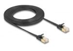 Delock RJ45 hálózati kábel Cat. 6A apa - apa robosztus csatlakozóval és Cat. 7 nyers lapos kábellel U/FTP 3 m, fekete (80347) (80347)