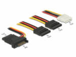 Delock Tápkábel SATA 15 tus apa > 3 x SATA anya + 1 x Molex 4 tus anya 20 cm (PCB) (60171) (60171) - aqua