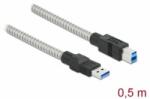Delock USB 3.2 Gen 1, fém borítású kábel A-típusú apa B-típusú, 0, 5 méter (86777) - aqua