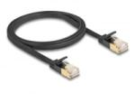 Delock RJ45 hálózati kábel Cat. 6A apa - apa robosztus csatlakozóval és Cat. 7 nyers lapos kábellel U/FTP 1 m, fekete (80345)