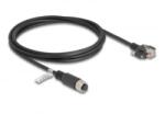 Delock M12 kábel A-kódú 8 tűs anya - RJ45 apa csavarokkal Cat. 5e FTP 2 m hosszú fekete (80425)