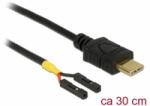 Delock Kábel USB Type-C apa > 2 x tüskesori csatlakozó, anya, különálló teljesítmény, 30 cm (85396) (85396)