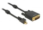 Delock Kábel mini Displayport 1.2-dugós csatlakozó csavarral > DVI-csatlakozódugó 4K aktív fekete 3m (83727) - aqua