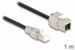 Delock Kábel RJ45 dugasz terepen szerelhető Keystone Modul RJ45 aljzathoz Cat. 6A 1 m (87206) - aqua