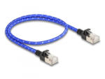 Delock RJ45 hálózati kábel fonott borítással Cat. 6A U/FTP Slim, 0, 5 m, kék (80376)