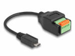Delock Micro-B-típusú USB 2.0 kábel apa - terminal block adapter lenyomó gombbal 15 cm (66251)