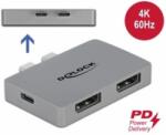 Delock Kettős DisplayPort adapter MacBook-hoz 4K 60 Hz és PD 3.0-s (64001) (64001) - aqua