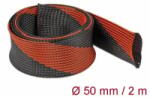 Delock Fonott kábelharisnya nyújtható 2 m x 50 mm fekete-piros (20758) - aqua