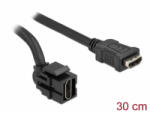 Delock Keystone modul, HDMI-csatlakozóhüvely 250 > HDMI-csatlakozóhüvely, kábellel fekete (86854) - aqua