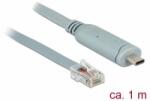 Delock Adapter USB 2.0 C-típusú apa > 1 x soros RS-232 RJ45 apa 1, 0 m szürke (89893) (89893)