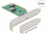 Delock PCI Express 4.0 x8 kártya - 2 x belső SFF-8654 4i NVMe - elágazás - alacsony profilú formatényező (90076) - aqua