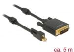 Delock Kábel mini Displayport 1.2-dugós csatlakozó csavarral > DVI-csatlakozódugó 4K 30 Hz aktív 5 m (85637) (85637)