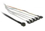 Delock kábel mini SAS HD SFF-8643 > 4 x SATA 7 tűs + Sideband 0, 5 m fém (83315) (83315)