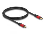 Delock USB 2.0 kábel USB Type-C apa - apa PD 3.0 100 W E-Marker 1 m piros fém (80040)