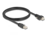 Delock Kábel RJ45 apa - RJ45 apa csavarokkal 20 mm GigE kamerához Cat. 6A S/FTP 1 m fekete (80477)