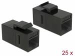 Delock Keystone modul, RJ45-aljzat > RJ45-aljzat, Cat. 6 UTP, fekete 25 db. -os (86629) (86629)