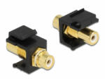 Delock Keystone modul, RCA-csatlakozóhüvely > RCA-csatlakozóhüvely, aranyozott, fehér / fekete (86746) - aqua