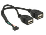 Delock USB 2.0-s csatlakozóhüvellyel ellátott kábel, 2, 00 mm, 10 tus > 2 x USB 2.0 A-típusú csatlako (84933) - aqua