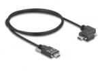 Delock USB 2.0 kábel USB Type-C apa csatlakozó csavarokkal - USB Type-C apa csatlakozó csavarokkal ívelt bal / jobb PD 3.0 60 W 1 m (80956) (80956) - aqua