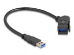 Delock USB 5 Gbps A-típusú panel tartó anya 45 -ban hajlított A-típusú apa 30 cm kábellel, fekete (67153)