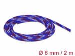 Delock Fonott kábelharisnya nyújtható 2 m x 6 mm kék-piros-fehér (20741) (20741)