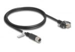 Delock M12 kábel X-kódú 8 tűs anya - RJ45 apa csavarokkal Cat. 6A S/FTP 1 m hosszú fekete (80456) (80456)
