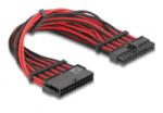 Delock Bővítő kábel 24 tűs ATX apa - 24 tűs ATX anya, fekete-piros textil borítással, 30 cm (80973) (80973)