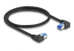 Delock RJ45 hálózati kábel Cat. 6A S/FTP jobb / bal, hajlított, 0, 5 m, fekete színű (80420) (80420)