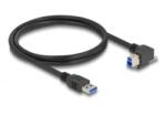 Delock USB 5 Gbps kábel A-típusú USB apa egyenes B-típusú USB apa csavarral 90 -ban jobbra hajlított 1 m fekete (80484)
