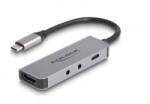 Delock USB Type-C adapter - HDMI 4K 60 Hz és fejhallgató, valamint mikrofonhoz port + USB Type-C csatlakozó PD 95 W (61064) (61064)
