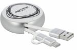 Delock USB 2.0 2 az 1-ben behúzható kábel A-típusú Micro-B és USB-C fehér / ezüst (85821) - aqua