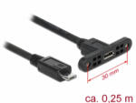 Delock Kábel, USB 2.0-s Micro-B típusú csatlakozóhüvely, panelrögzítés > USB 2.0-s Micro-B típusú cs (85245) (85245)