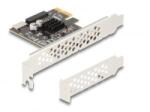 Delock PCI expressz x1 kártya - 1 x belső USB 5 Gbps Type-E Key A and 1 x 19 pin USB pin header male - alacsony profilú formatényező (90344) (90344) - aqua