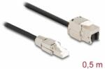 Delock Kábel RJ45 dugasz terepen szerelhető Keystone Module RJ45 aljzathoz Cat. 6A 50 cm (87204) - aqua