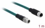 Delock Hálózati kábel M12 8 tűs X-kódú apa - anya TPU 1 m hosszú (85421) - aqua