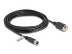Delock M12 kábel D-kódú 4 tűs anya - RJ45 anya Cat. 5e FTP installálásához 5 m, fekete (80455) (80455)